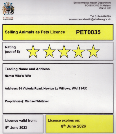 Mike's Rifts Pet Shop Licence